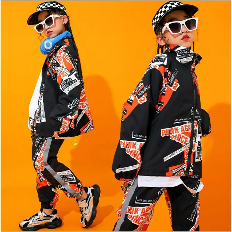 Детская одежда для хип хопа куртка с принтом Топ Пальто повседневные штаны