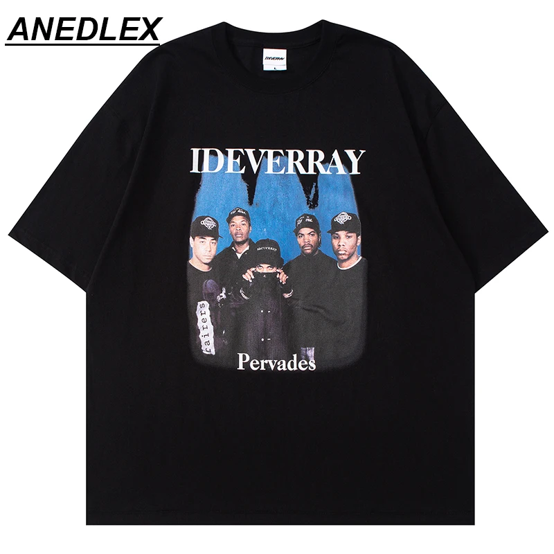 

Hip Hop Oversize T-Shirt Streetwear Letter Rock Band Printed T Shirt Men Harajuku Cotton Loose Tshirt Summer Short Sleeve Tops