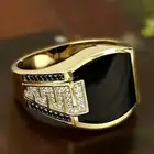 Мужские классические аксессуары, кольцо из черного золота с натуральным драгоценным камнем и бриллиантами, ювелирные изделия для свадьбы, изысканной вечерние, помолвки