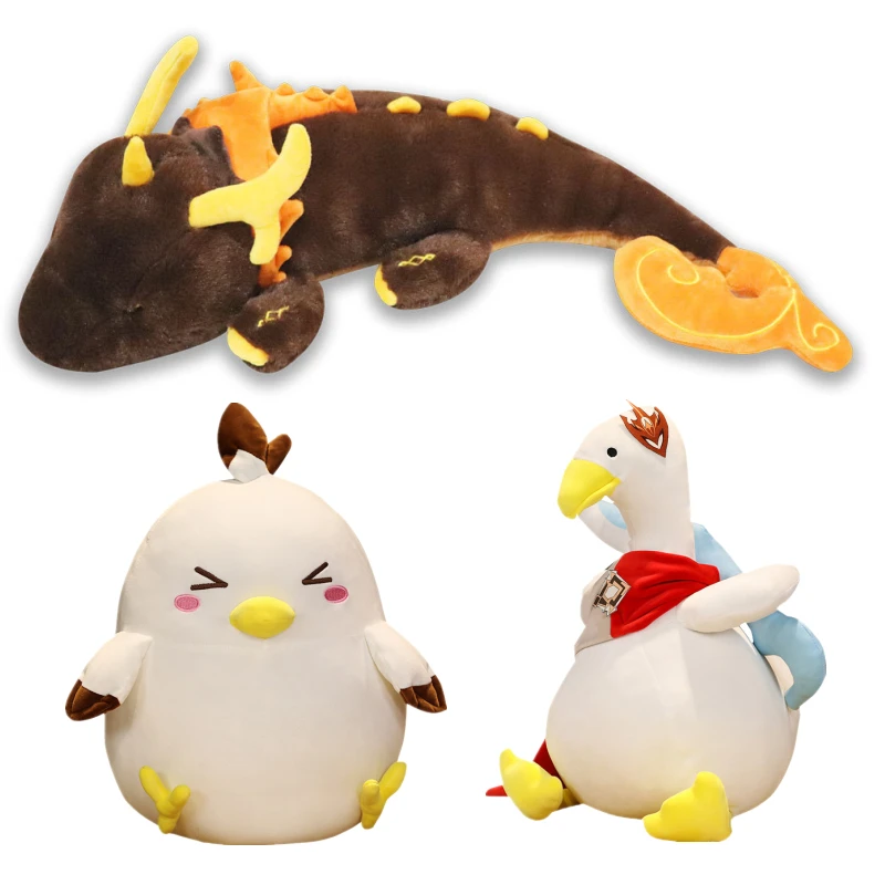 

Genshin Impact Rock King Pillow Zhong Li Plush Dragon Doll Anime Game Pillow Stuffed Toy Kazuha Chick Tartaglia Duck Gifts Fans