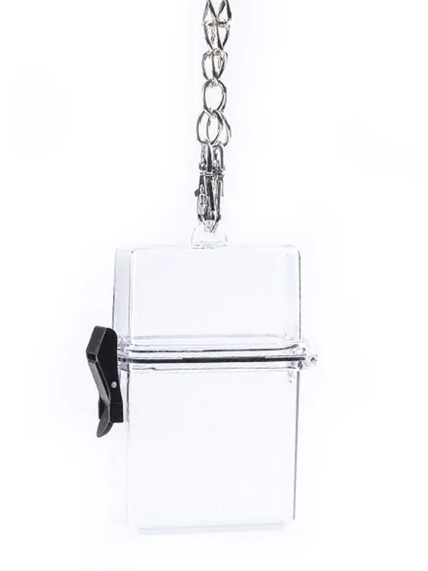 S with silver chain Новинка, 1 шт., водонепроницаемый прозрачный чехол для сигарет, коробка на цепочке, пластиковая прозрачная сумка, коробка для хранения, портативная, для клуба, путешествий - Цвет: S with silver chain