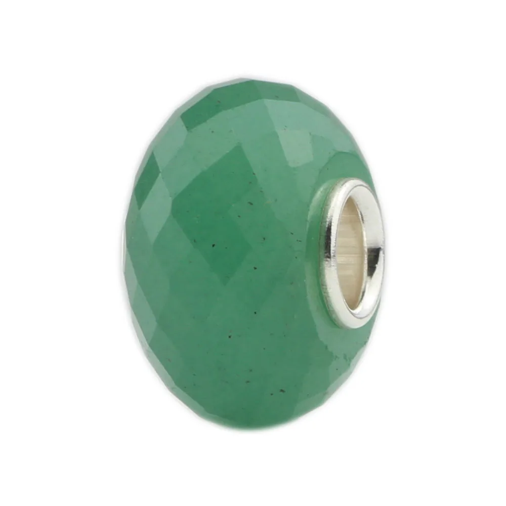 

925 Sterling Silver Beads Charm Natural Stone round Cut Surface Aventurine Head Beads Fit European Troll 3.0mm Bracelet Jewelry