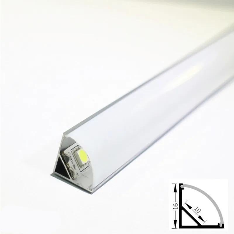 1-30pcs / lot 0.5m / pcs 45 degree angle aluminum profile for 5050 3528 led Corner Aluminium Prof LED strips  Light Bar Cabinet images - 6