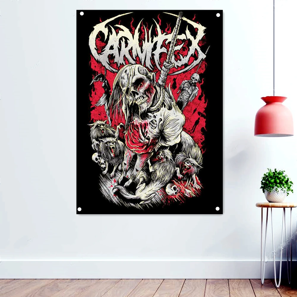 

Death by Hanging Heavy Metal Music Artwork Banners Background Wall Hanging Cloth Disgusting Bloody Art Wallpaper Rock Flags