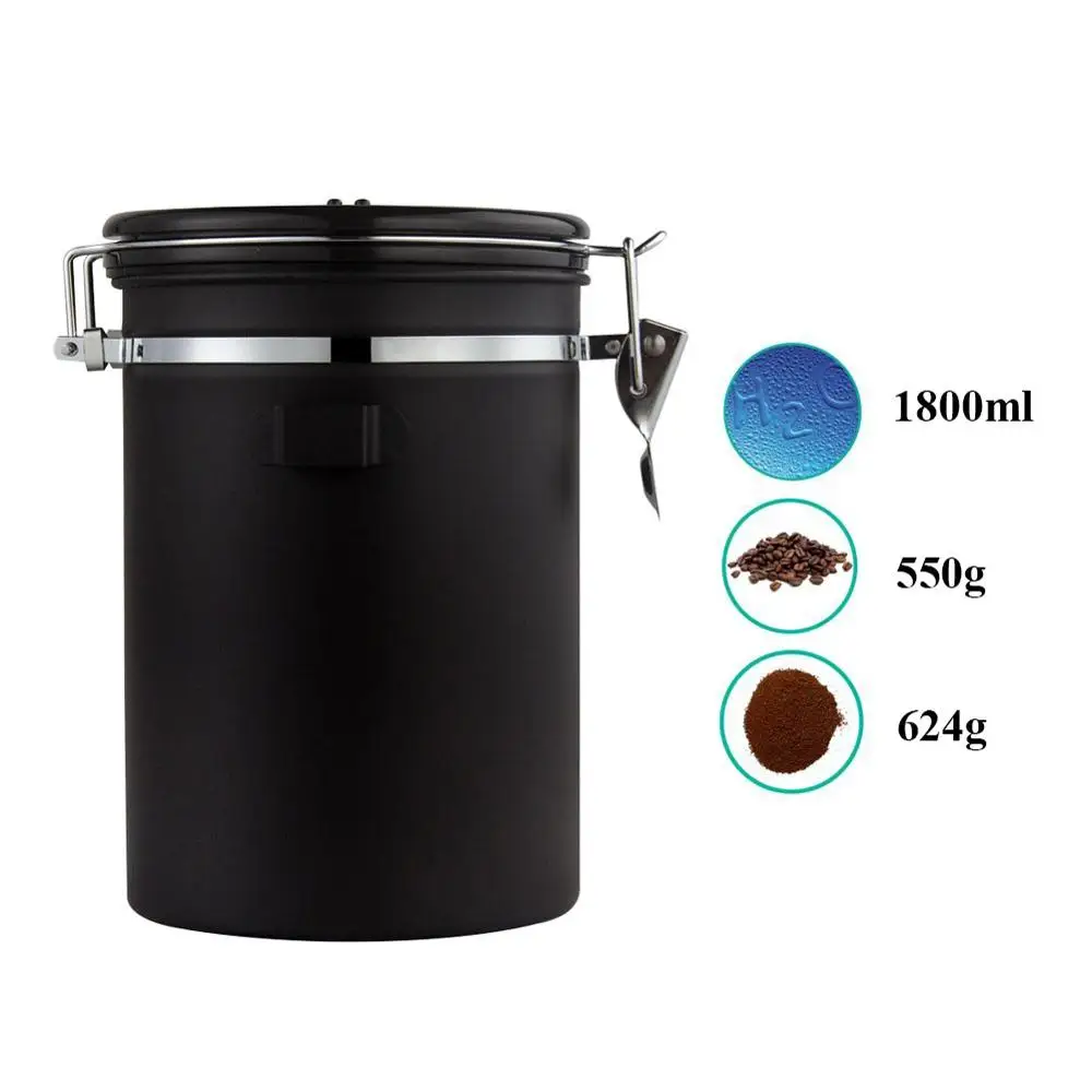 1.8L нержавеющая сталь контейнер для кофе канистра герметичная кофейная банка с