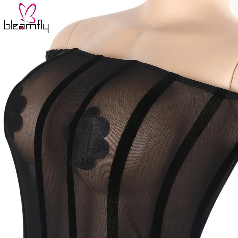 Женское сексуальное облегающее Клубное платье в полоску из прозрачной сетки с