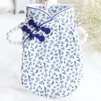 puppy dog elegant flower print cheongsam princess dress for small pet dog spring summer fashion clothes outfit costume poodle