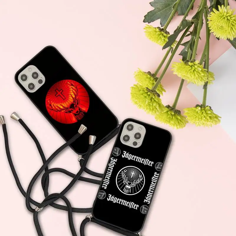 

Jagermeister logo Phone Case For iPhone 7 8 11 12 X XS XR MINI Pro Max Plus Strap Cord Chain Lanyard soft