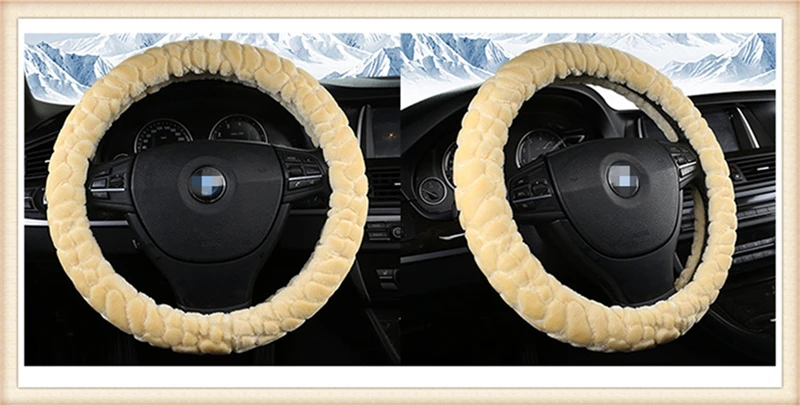 

Winter short plush car steering wheel cover 38cm car steering cover keep warm antiskid leather Diameter plush material
