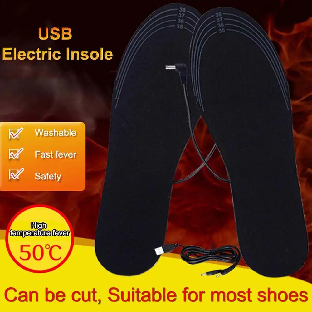 

Стельки с подогревом USB, теплые моющиеся, с электроподогревом, унисекс