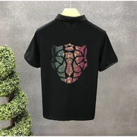 spring and summer mens polo shirt suitable for business office fashion short sleeved rhinestone design youth lapel street tops