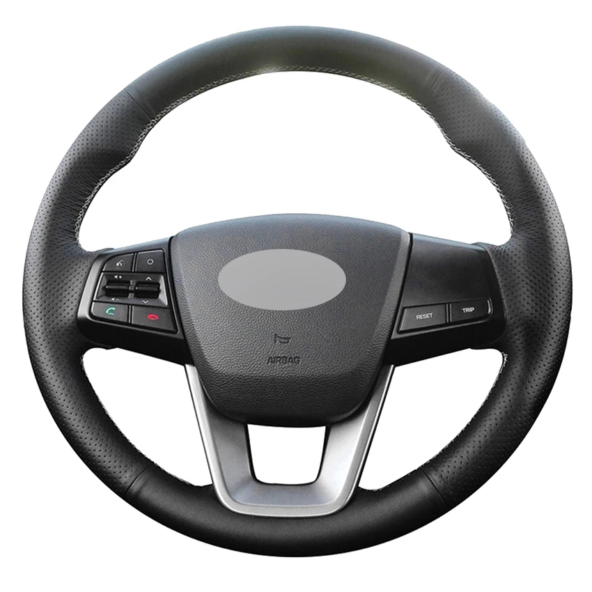 

Black Genuine Leather Car Steering Wheel Cover For Hyundai ix25 2014-2018 Creta 2016-2019 Elantra ix35 2016-2018