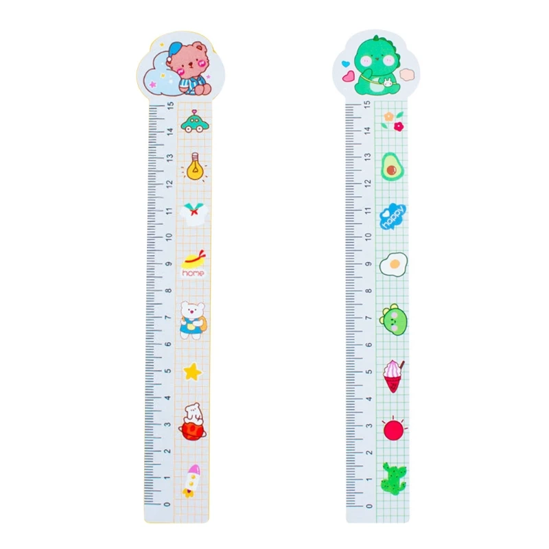 

2 Pcs Cute Magnetic Ruler Very Flexible Cartoon Bookmark Ideal for Boys Girls New Year Party Suppiles Randomly Type