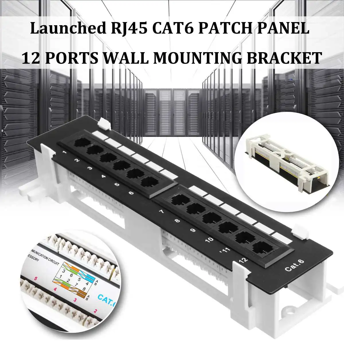 

Network Tool Kit 12 Port CAT6 Patch Panel RJ45 Networking Wall Mount Rack with Surface Wall Mount Bracket