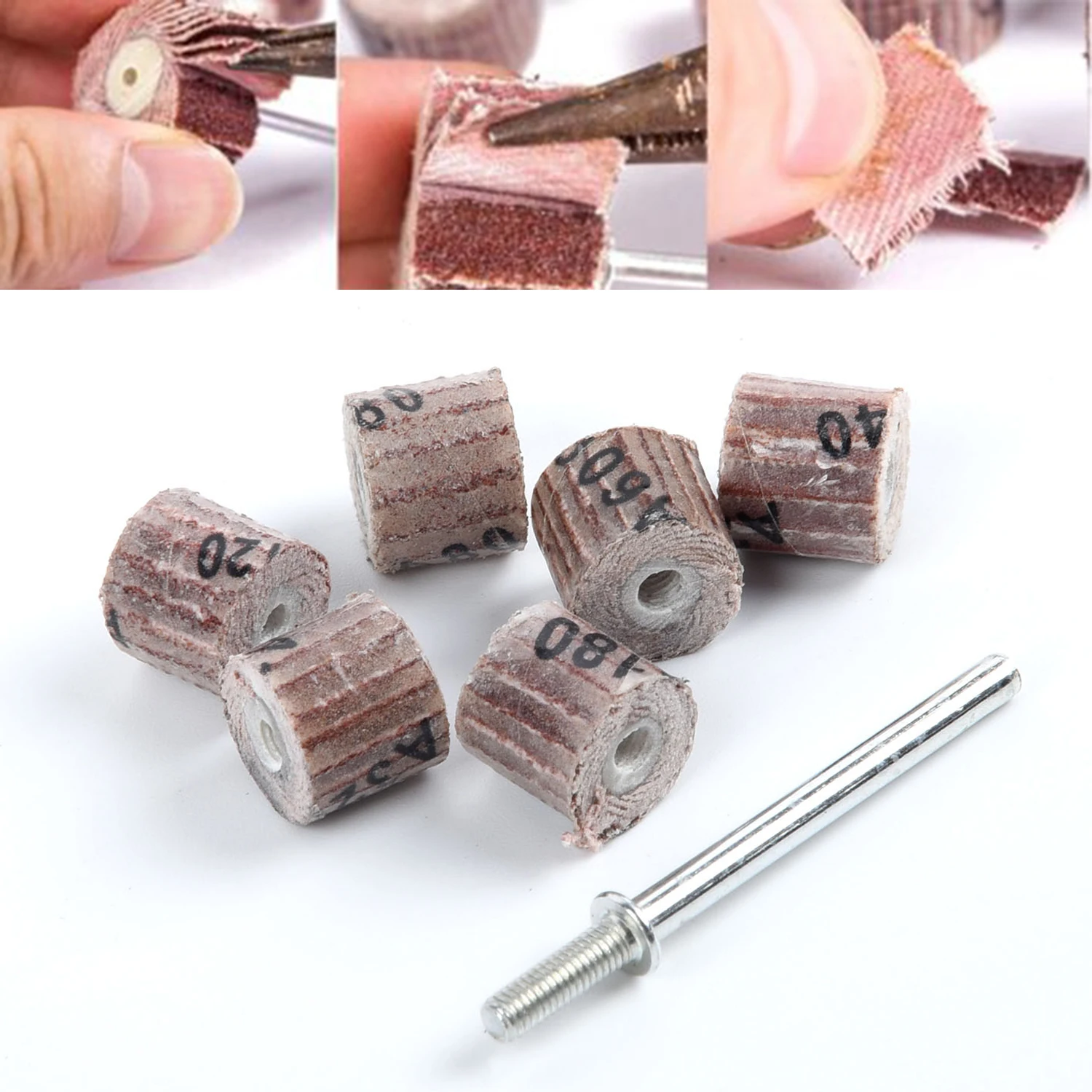 

6pc 80-600 Grit Flap Wheel Sanding & 100 Dia Mandrel For Grinder Rotary Tool