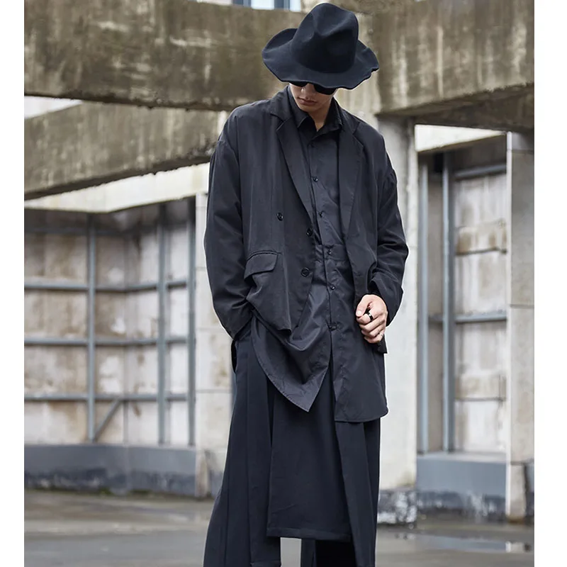 Мужской модный винтажный черный повседневный блейзер мужской пиджак уличная