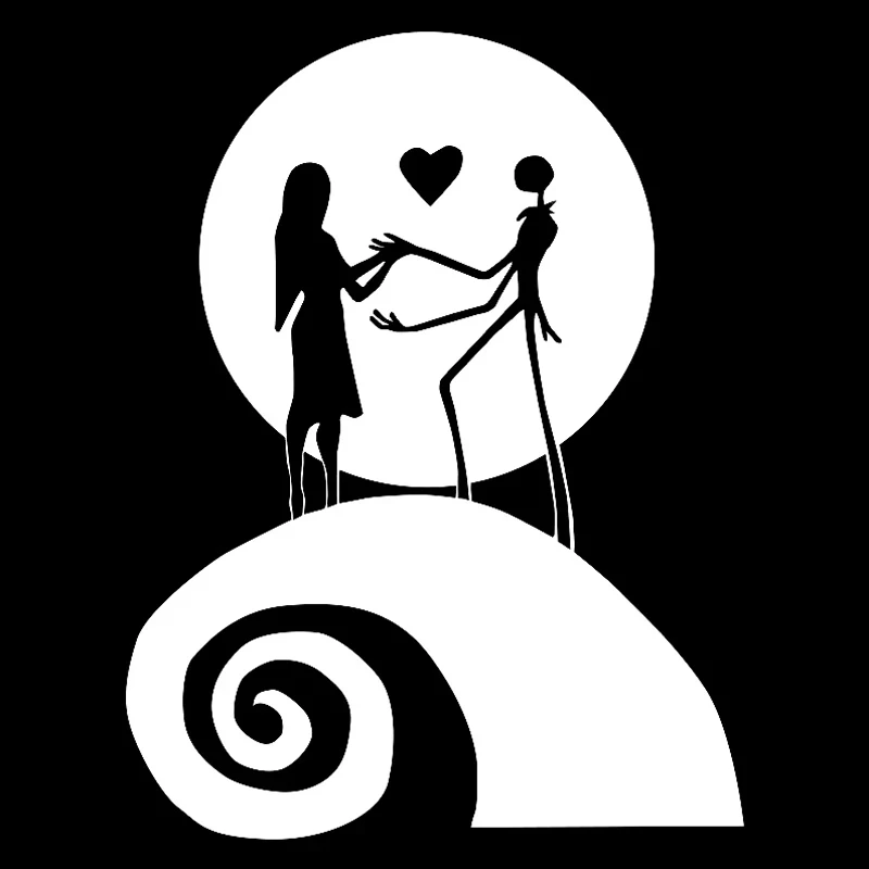 

Car Stickers Jack and Sally Moon Nightmare Fashion Car Stickers Black/silver 13cm By 17cm