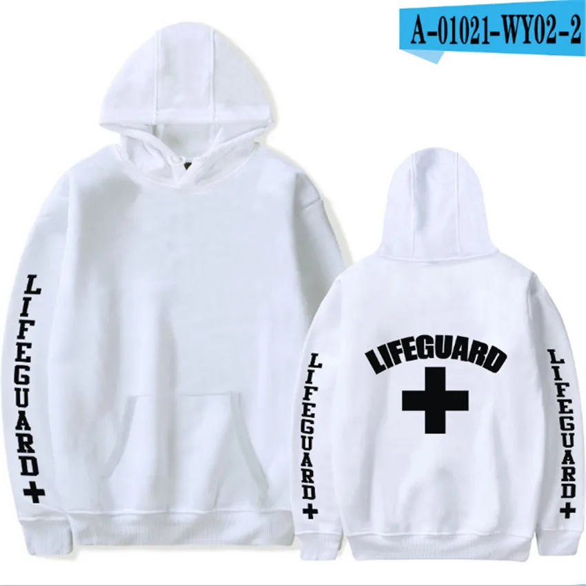 Толстовка с капюшоном 3 боковыми принтами спасатель человек красный новый