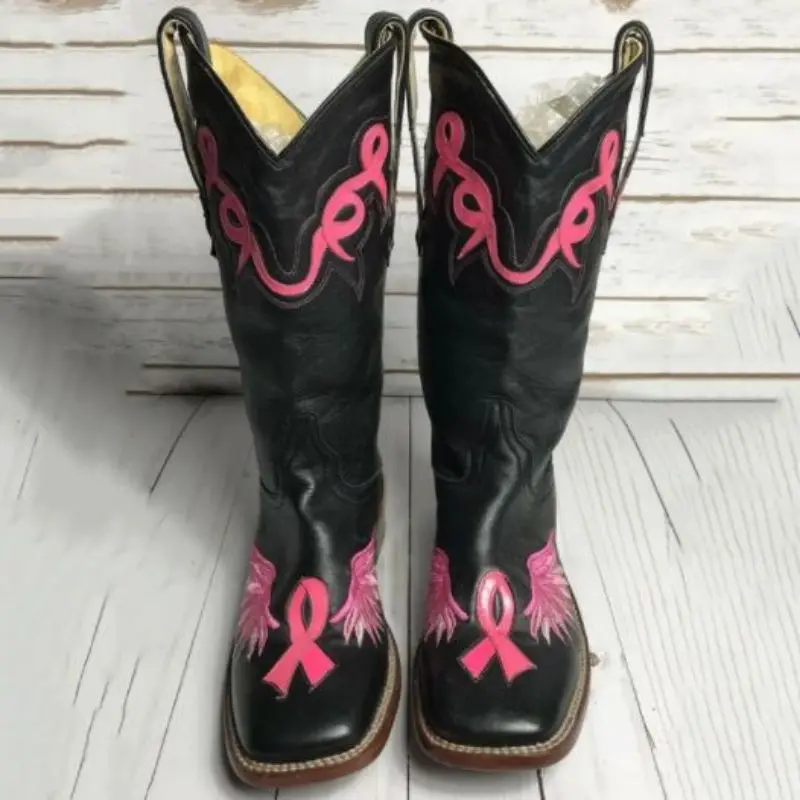 

Женские ковбойские сапоги из ПУ кожи, с принтом, с V-образным вырезом