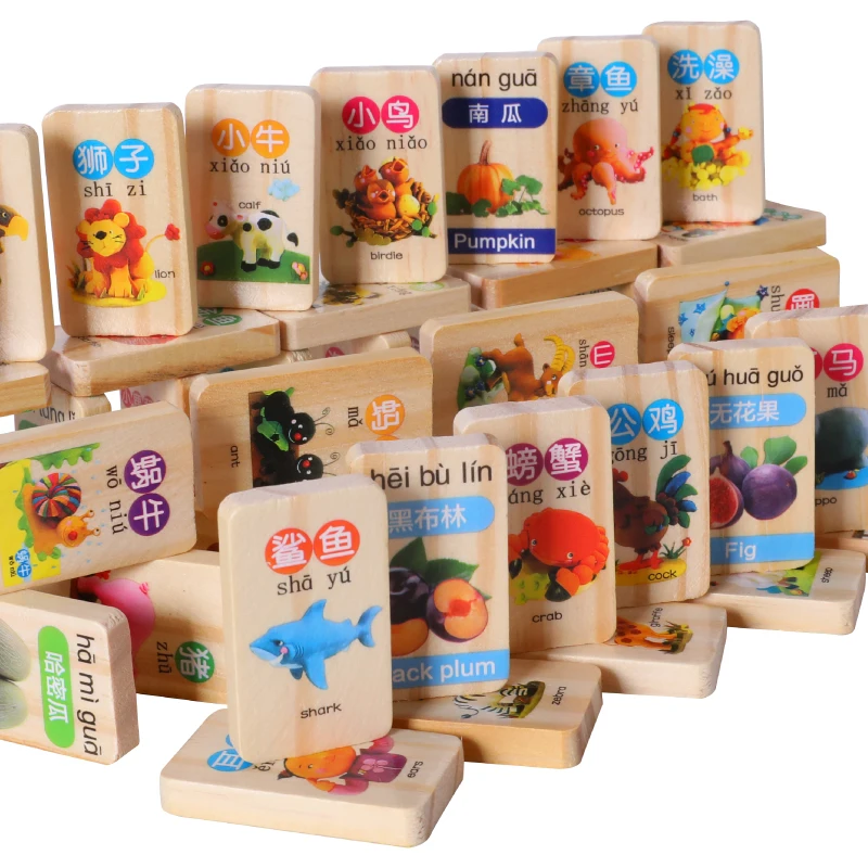 Набор домино китайский персонаж цифровой и фрукты Когнитивная развивающая