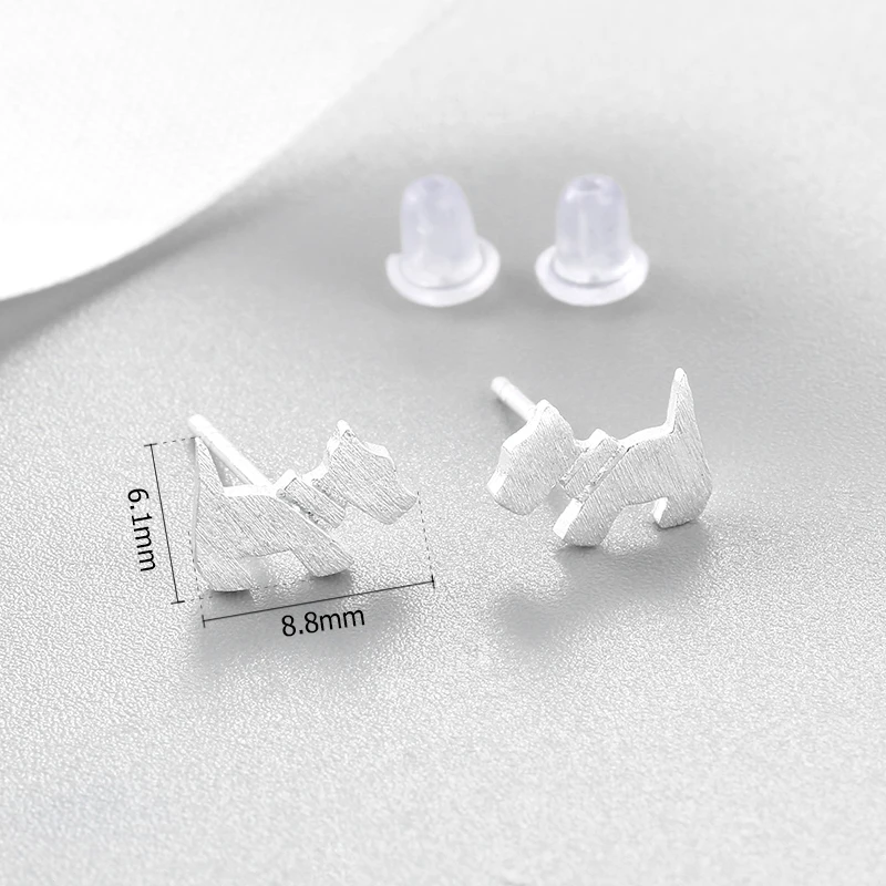 Женские серьги гвоздики в форме щенка Настоящее серебро 925 пробы модные