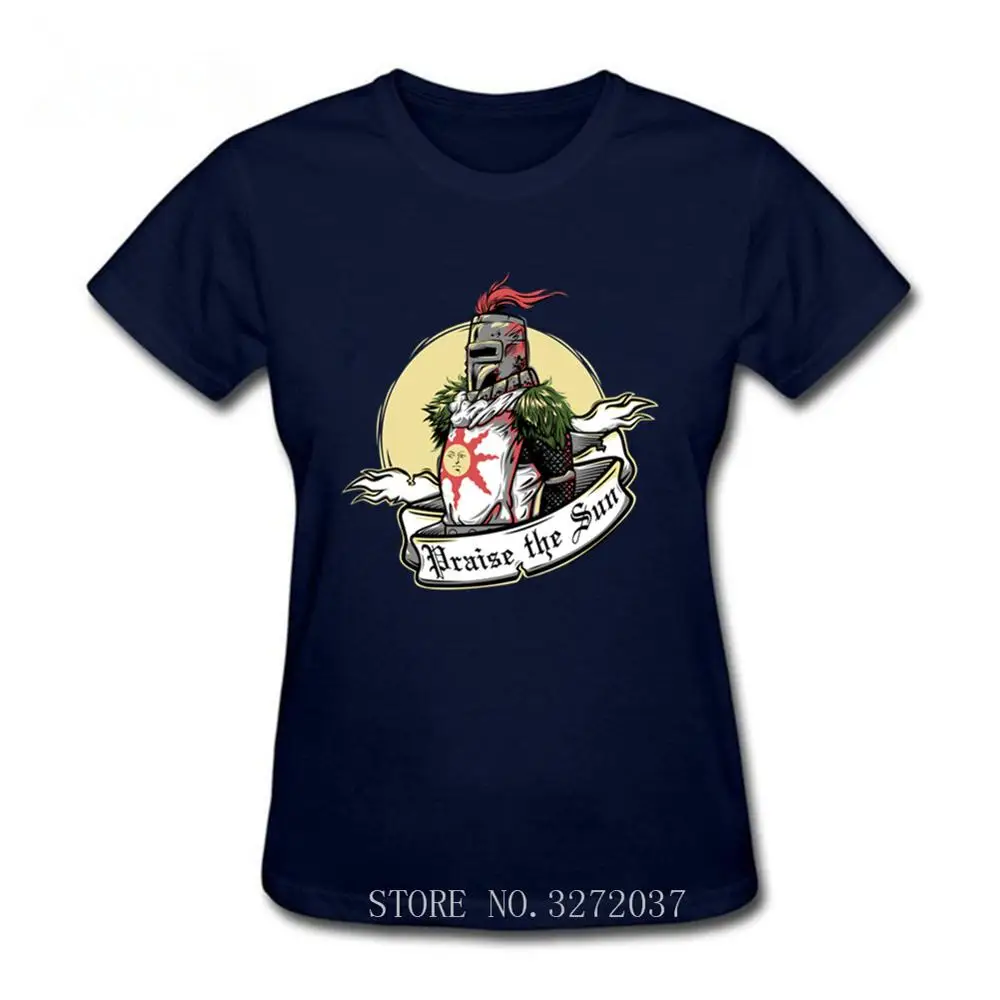 Летние женские футболки Dark Souls II 2 артерии рубашка "Восславь солнце" Футболка с принтом хлопок Повседневная одежда с коротким рукавом топы - Цвет: navy