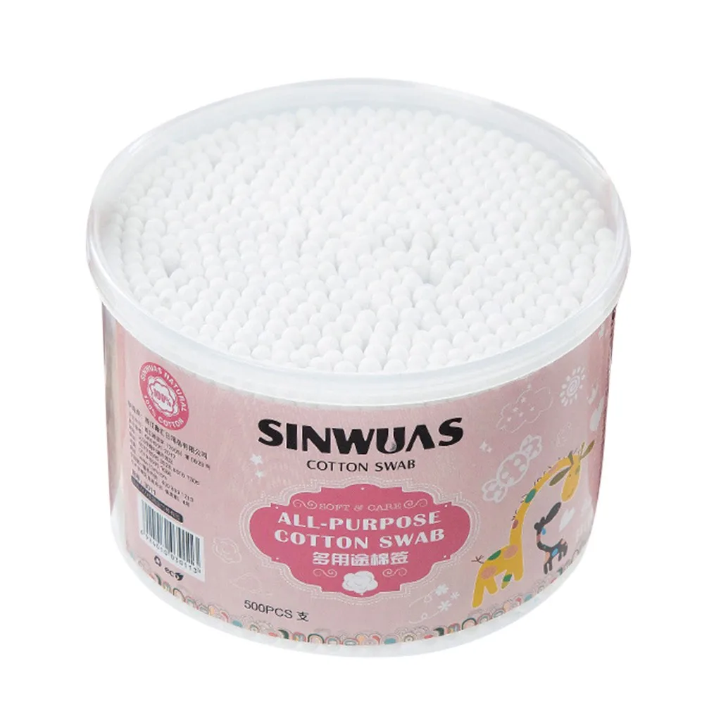 500 шт. ватный тампон Для женщин макияжа ватные палочки наконечник с двумя