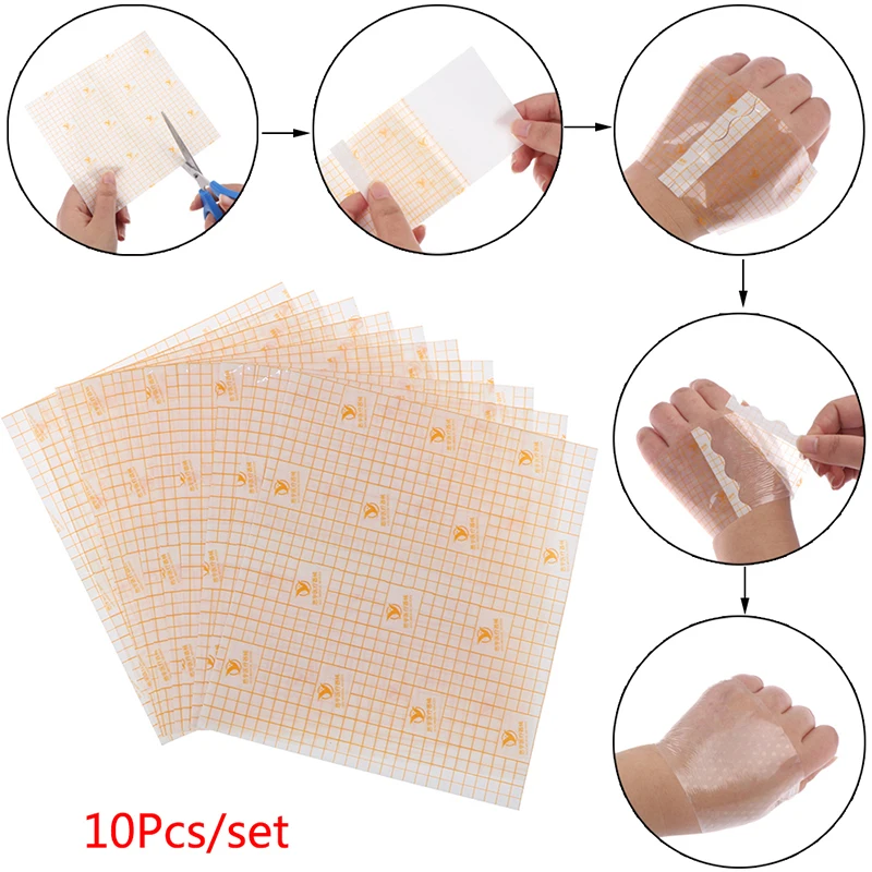 

10pcs Medical Adhesive Plaster Anti-allergic Wound Dressing Fixation Tape Waterproof Transparent Tape Non-woven Fabric film