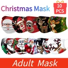 Маска для взрослых 10 шт., маски с рождественским принтом, одноразовая маска для лица, маска для взрослых с многослойной защитой, 3-слойная маска для лица, Рождественская тушь для ресниц