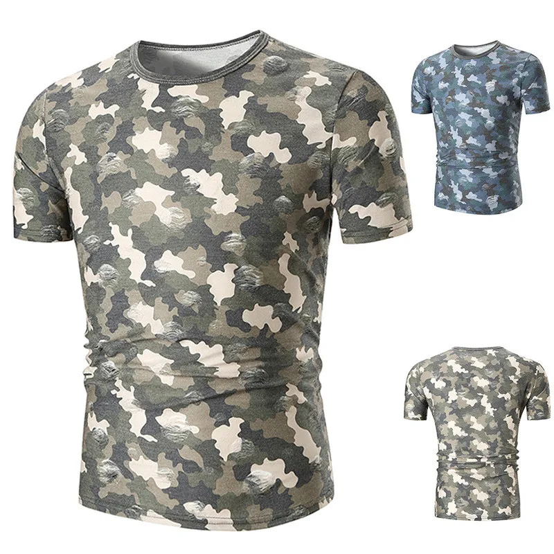 

6521-Print short-sleeved summer new fashion personality round neck street 6 men's T-shirt