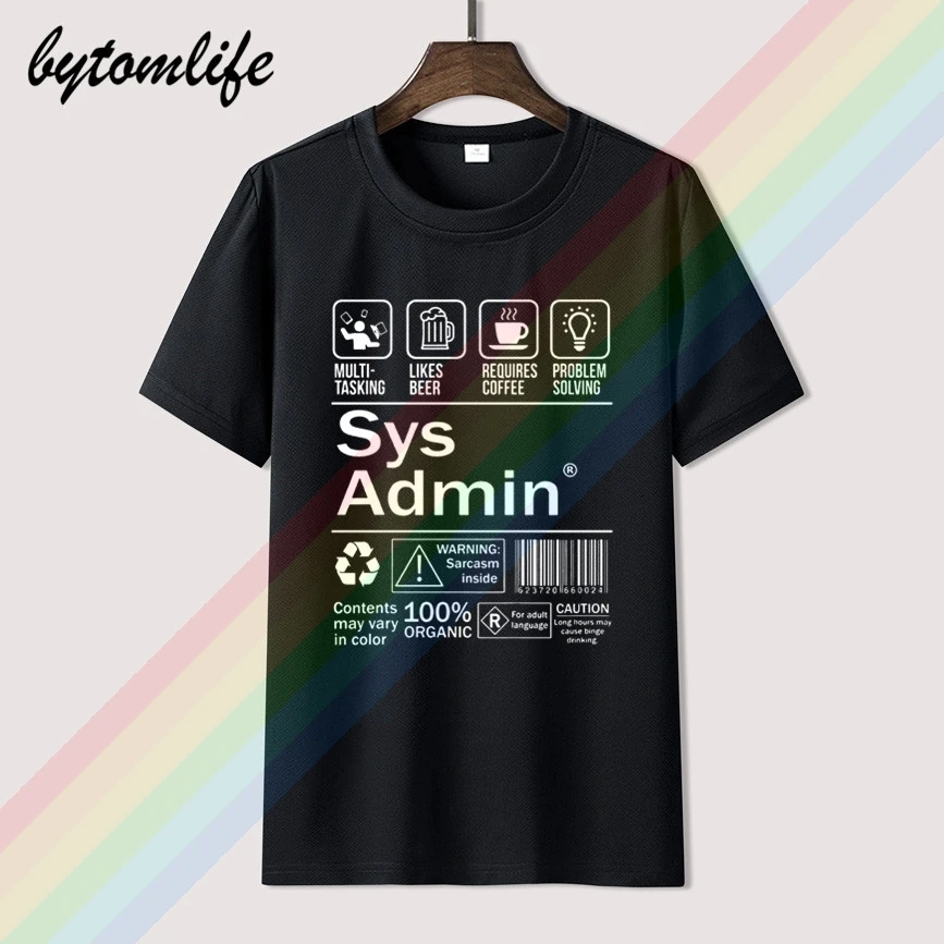Классная футболка с администратором системы Linux мужские летние черные 100%