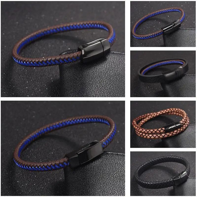 Магнитная пряжка из нержавеющей стали Черная магнитная застежка кожаный шнур