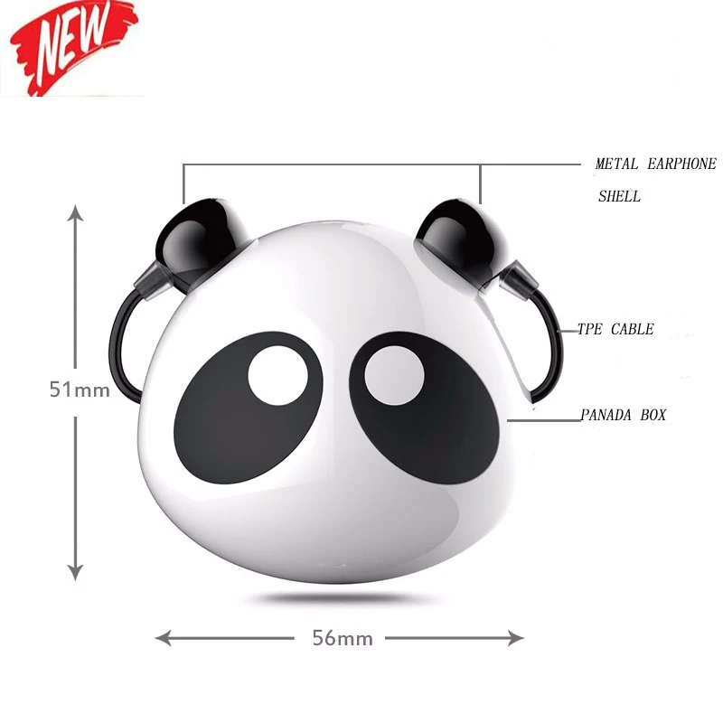С изображением милой панды проводной вкладыши наушники 3 5 мм стерео