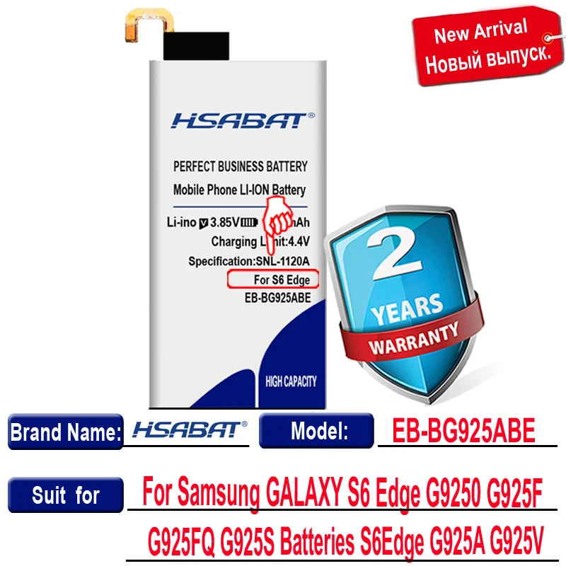 Аккумулятор HSABAT 5650 мАч для Samsung GALAXY S6 Edge S6Edge G925A G925V G9250 G925F G925FQ G925S|battery for alcatel|battery
