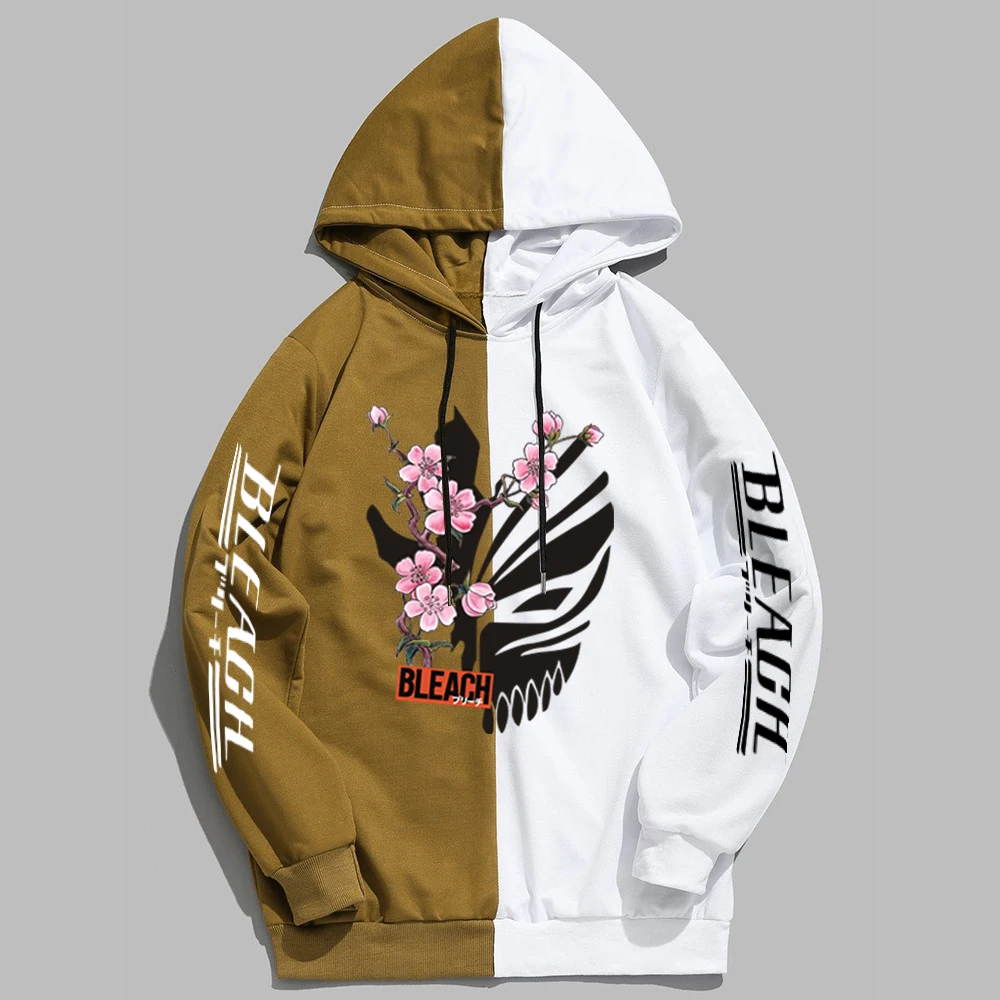 Отбеливающее Аниме Толстовка Kurosaki Ichigo с принтом Лоскутные свитшоты Мужские
