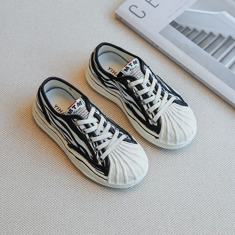 

Leopard Children Shoes Girls Boys Sneakers Elastic Band Canvas Casual Rubber Bottom Anti Silppery Spring Autumn Big Kids Shoes