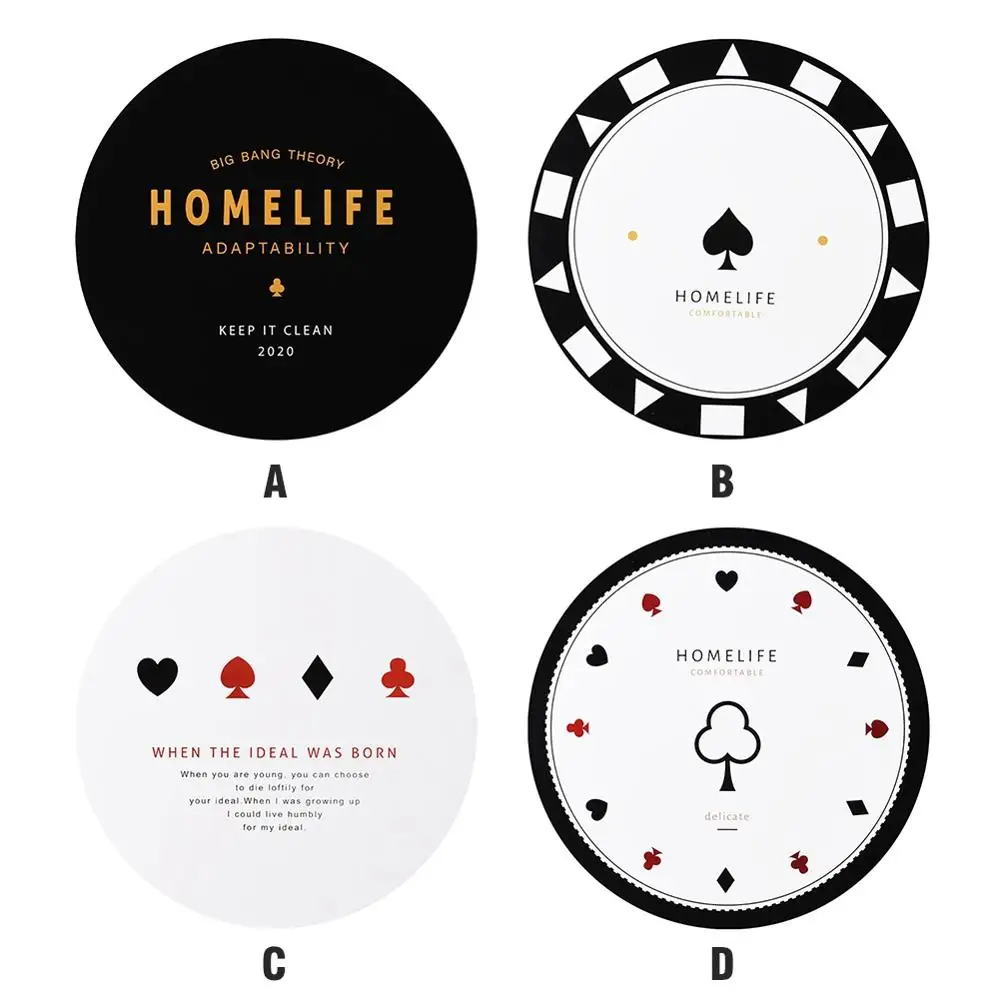 

Placemat Table Mat Tableware Pad Poker Flowers Waterproof Heat Insulation Non-Slip Placemat Soft Washable Bowl Coaste
