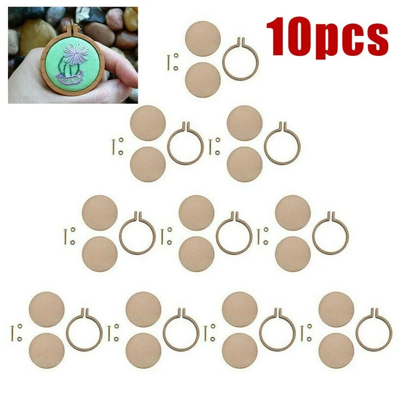 10 Teile/satz Holz Mini Stickerei Hoop Ring Kreuz Stich Rahmen Handgemachte Anhänger Handwerk