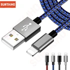 Suntaiho USB-кабель для iPhone 12 ProMax 11 X XR XS 2.4A Быстрая зарядка зарядное устройство для iPhone 8Plus 7 6 6s 5 iPad нейлоновый плетеный кабель