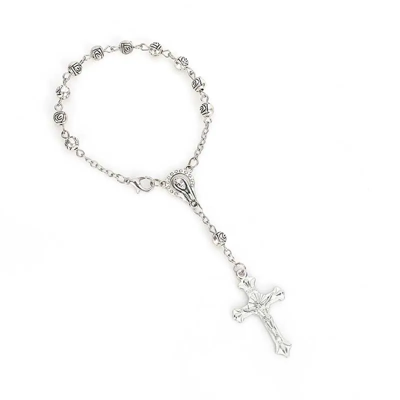 60 штук/сплав бусины четки бисер Крест Иисуса браслет медальон ручной работы