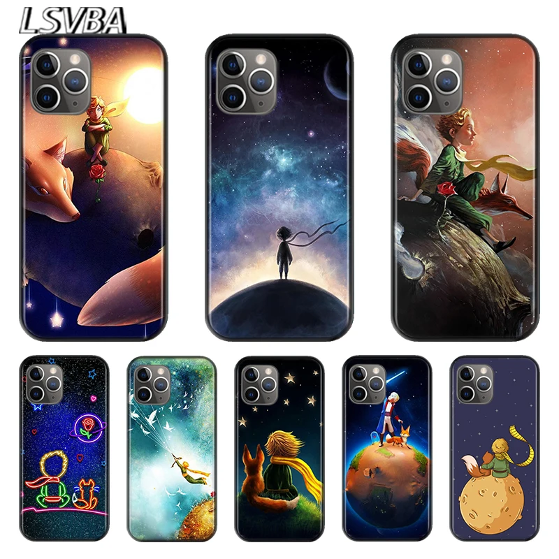 

Cute Anime Little Prince For Apple iPhone 12 11 XS Pro Max Mini XR X 8 7 6 6S Plus 5 SE 2020 Black Silicone Cover Phone Case