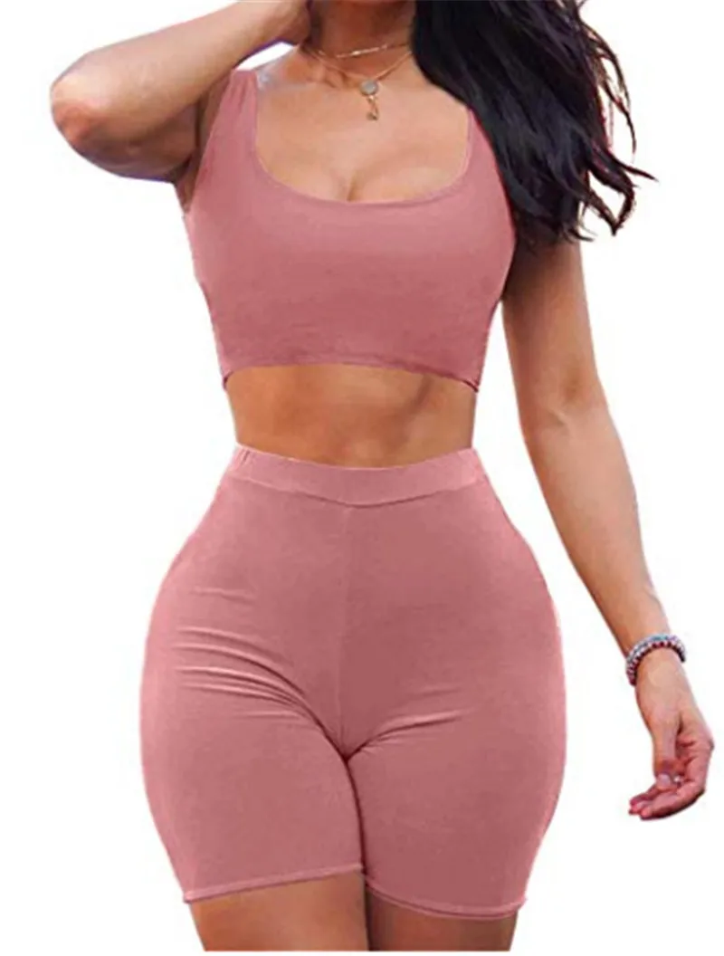 

Women 2 Piece Set Crop Top&Shorts Bodycon Outfits Sport Workout Tracksuit 2019 Sexy Summer Slim Beach Party Club Clothing