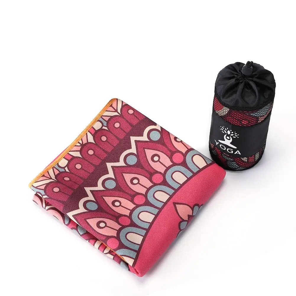 Коврик для йоги с принтом полотенце из микрофибры поглощающее пот силикагеля