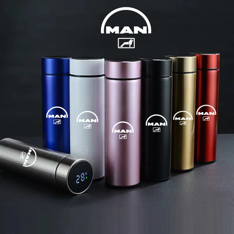 

500ML Intelligent Display Temmperature engraving car logo Stainless Steel Vacuum Water Cup For MAN TGX TGM TGA TGS TGE FAR van