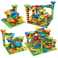 504 84pcs marble race run block medium size building blocks funnel slide blocks diy assemble bricks toys for children gifts