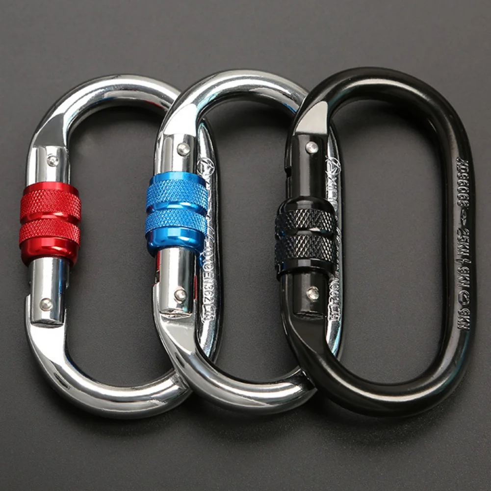 

New Arrivals 16/25KN Mountaineering Caving Rock Climbing Carabiner D/O Shaped Safety Master Screw Lock Buckle Escalade Hammock