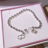 real 925 sterling silver elegant bead links bracelets suitable for child adult lasting shiny crown delicate glossy bead chain