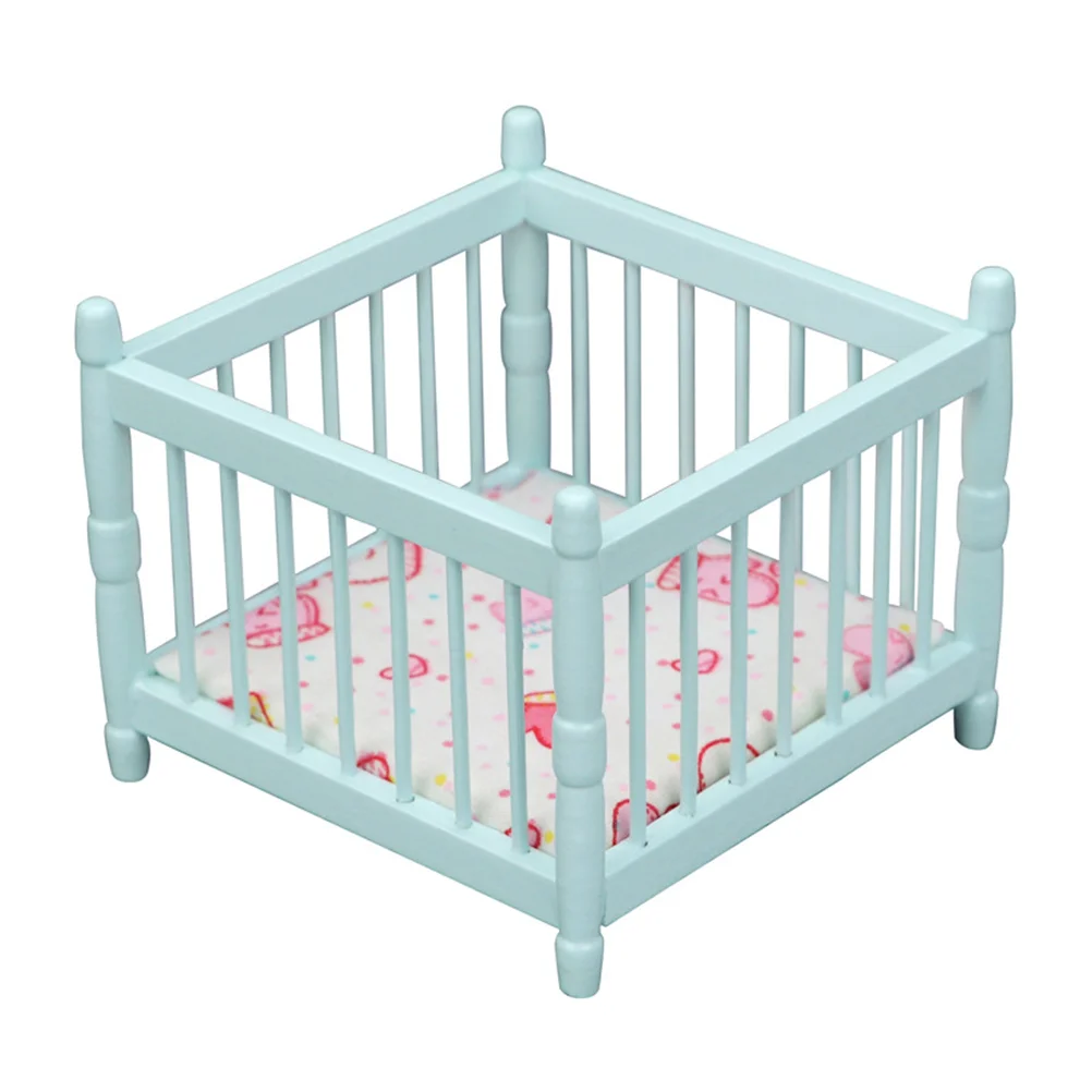 

1 шт., декоративная деревянная мини-кровать небесно-голубого цвета