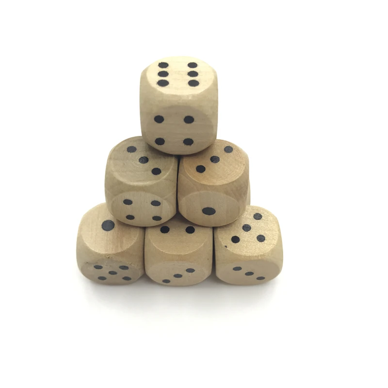 Новый 6 шт. Высокое качество 16 мм деревянные кости для игры на выпивку скругленный