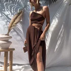 Женское длинное платье на одно плечо, с открытой спиной и вырезами